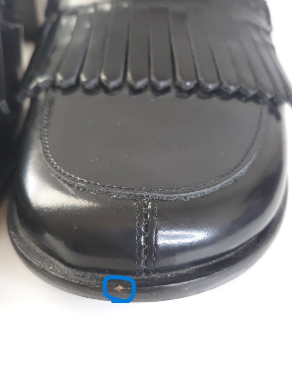 Coach Black Patent Leather Kiltie Heeled Loafer 7.5B Preppy Academia Minimalist - Picture 4 of 11